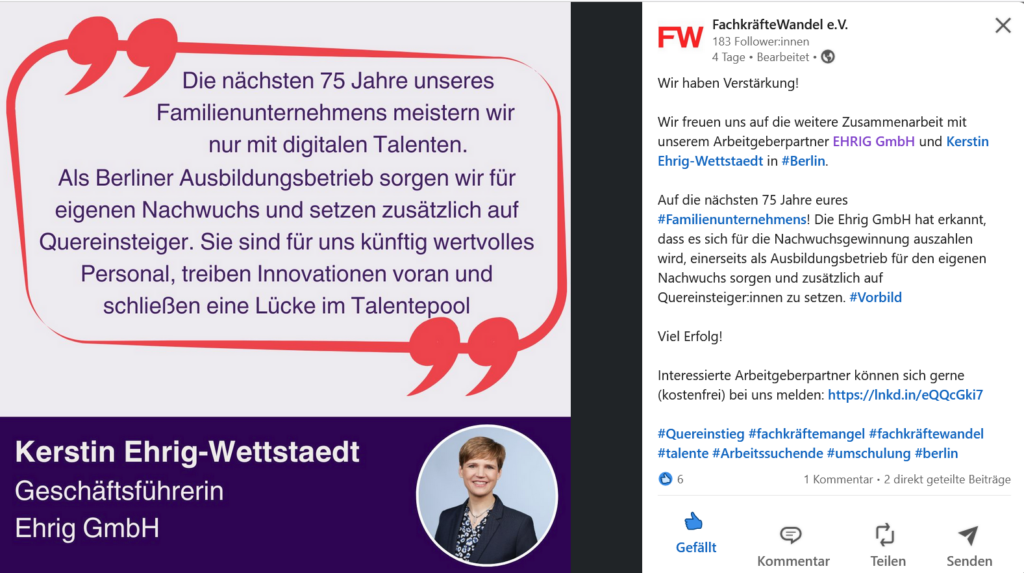 Wir sind neuer Arbeitgeberpartner von FachkräfteWandel e.V.